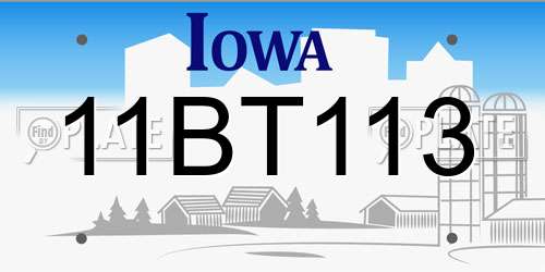 11BT113 Iowa License Plate
