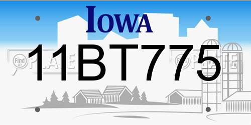 11BT775 Iowa License Plate