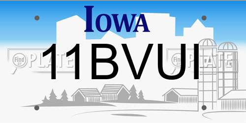 11BVUI Iowa License Plate