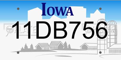 11DB756 Iowa License Plate