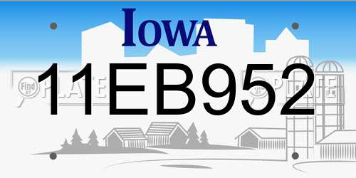 11EB952 Iowa License Plate