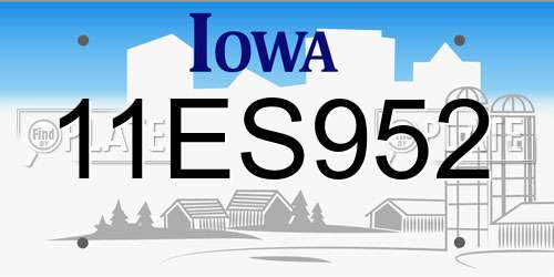 11ES952 Iowa License Plate