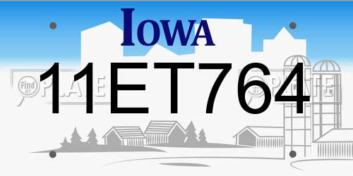 11ET764 Iowa License Plate