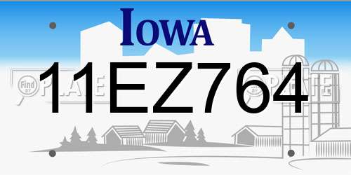 11EZ764 Iowa License Plate