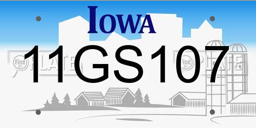 11GS107 Iowa License Plate