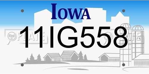 11IG558 Iowa License Plate