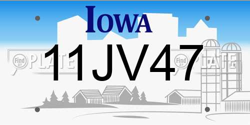 11JV47 Iowa License Plate