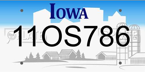 11OS786 Iowa License Plate