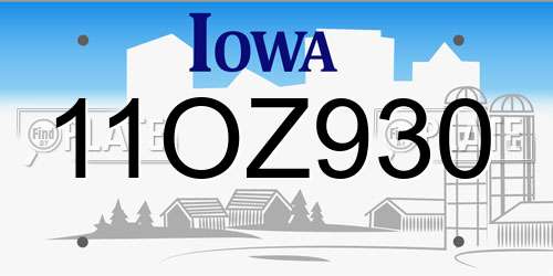 11OZ930 Iowa License Plate