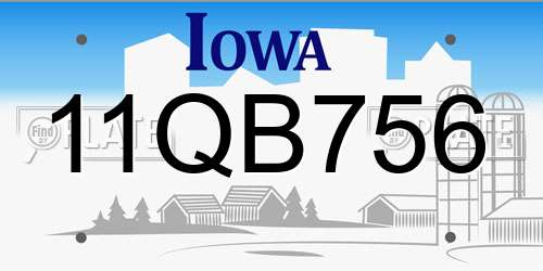 11QB756 Iowa License Plate
