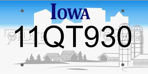 11QT930 Iowa License Plate