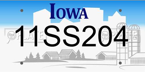 11SS204 Iowa License Plate