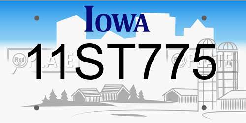 11ST775 Iowa License Plate