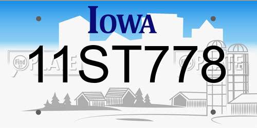 11ST778 Iowa License Plate