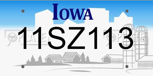 11SZ113 Iowa License Plate