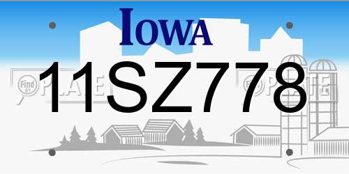 11SZ778 Iowa License Plate