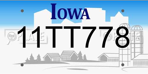 11TT778 Iowa License Plate