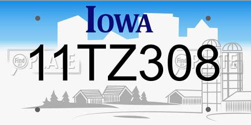 11TZ308 Iowa License Plate
