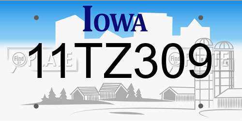 11TZ309 Iowa License Plate