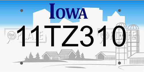 11TZ310 Iowa License Plate