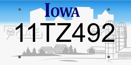 11TZ492 Iowa License Plate