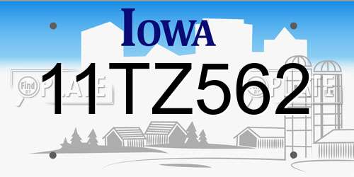 11TZ562 Iowa License Plate