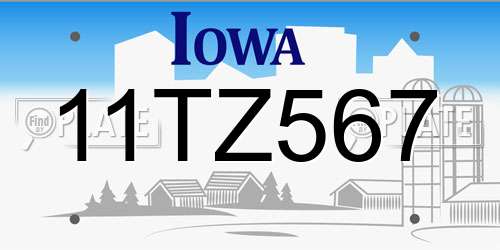 11TZ567 Iowa License Plate