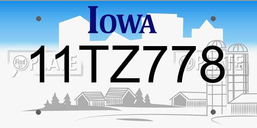 11TZ778 Iowa License Plate