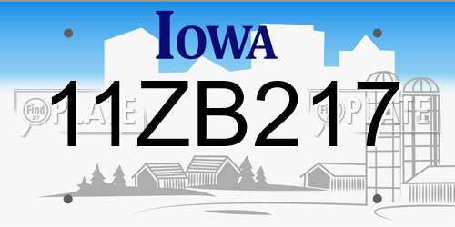 11ZB217 Iowa License Plate