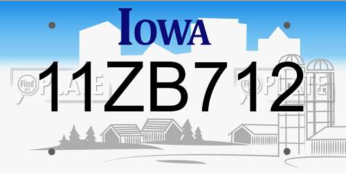 11ZB712 Iowa License Plate