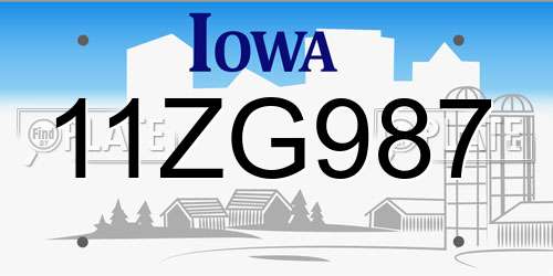 11ZG987 Iowa License Plate