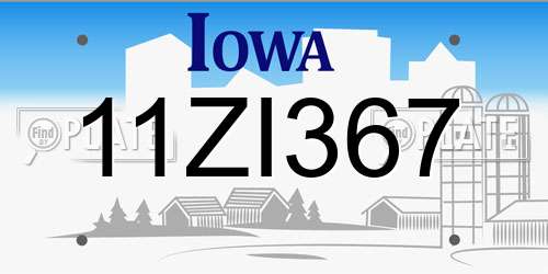 11ZI367 Iowa License Plate