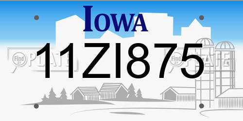 11ZI875 Iowa License Plate