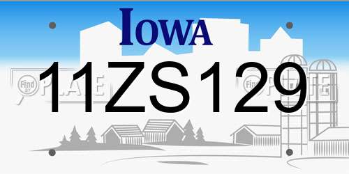11ZS129 Iowa License Plate