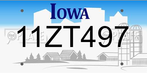 11ZT497 Iowa License Plate