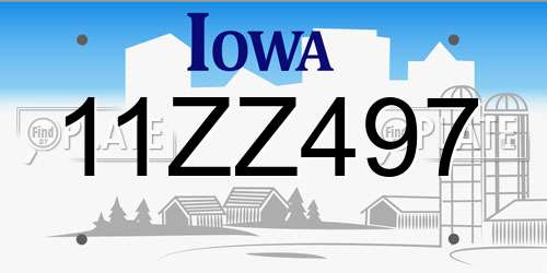 11ZZ497 Iowa License Plate