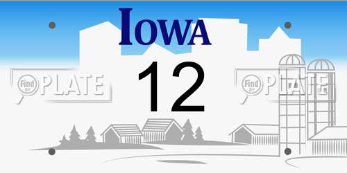 12 Iowa License Plate