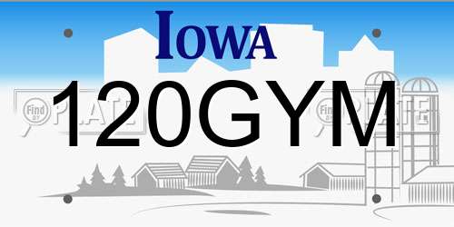 120GYM Iowa License Plate