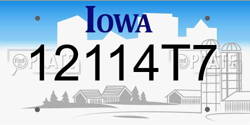 12114T7 Iowa License Plate