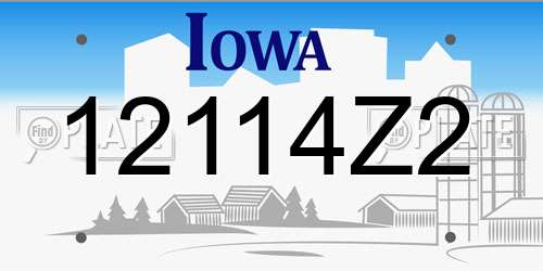 12114Z2 Iowa License Plate