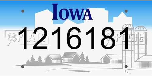 1216181 Iowa License Plate