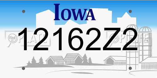 12162Z2 Iowa License Plate