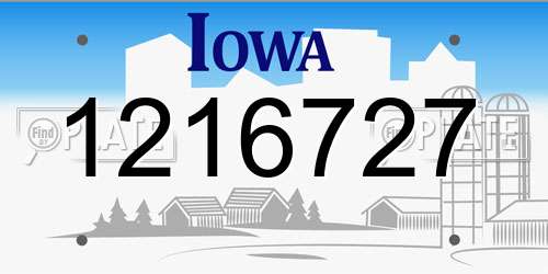 1216727 Iowa License Plate