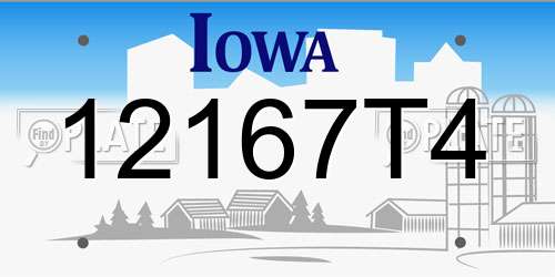 12167T4 Iowa License Plate