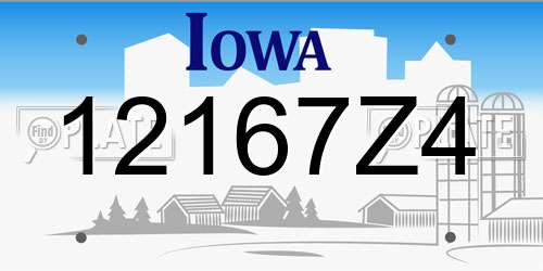 12167Z4 Iowa License Plate