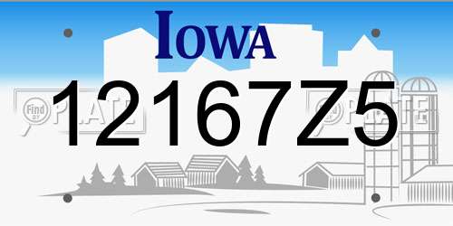 12167Z5 Iowa License Plate