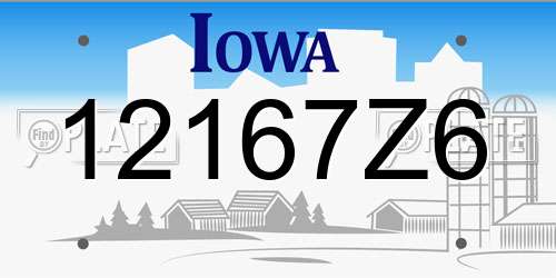 12167Z6 Iowa License Plate