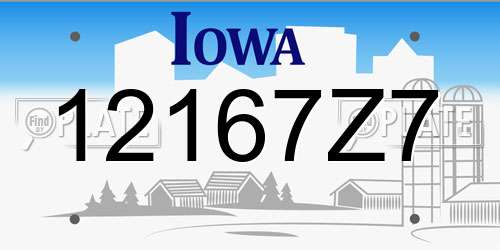 12167Z7 Iowa License Plate