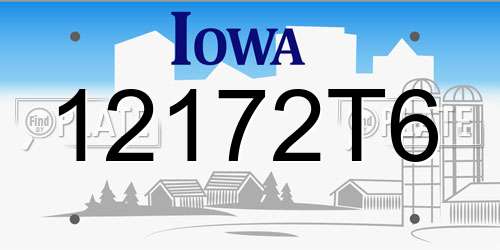 12172T6 Iowa License Plate