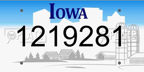 1219281 Iowa License Plate